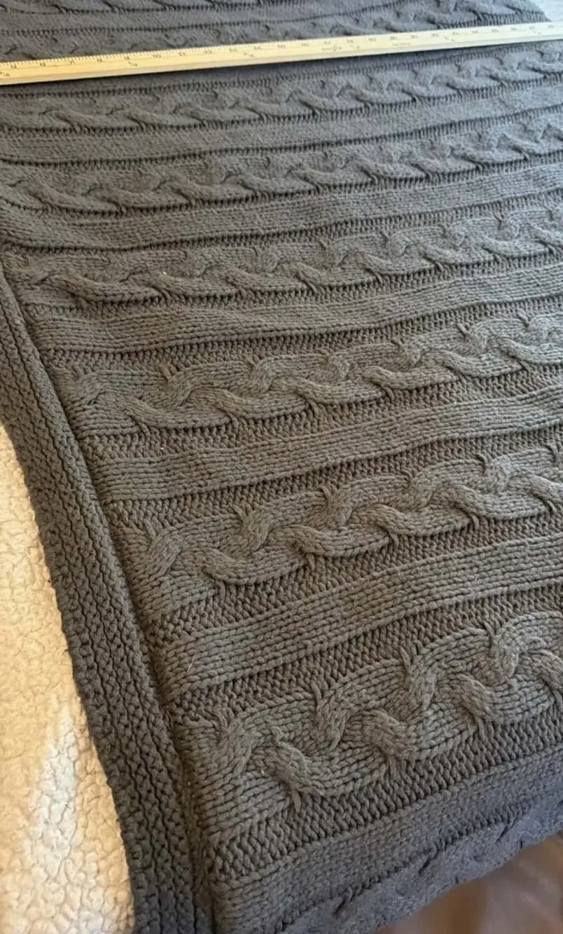 Life Comfort Ultimate Cable Knit And Sherpa Fleece Throw 58”x48” Cabin Core Boho